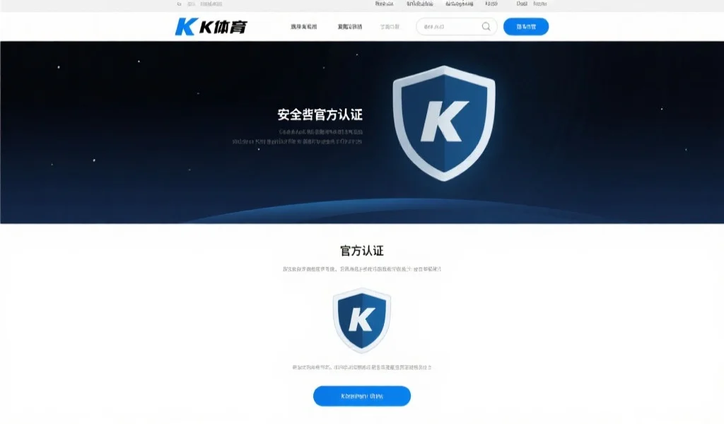 展示一个带有安全认证标志的K体育官方网站下载页面,页面设计现代,突出安全与官方认证